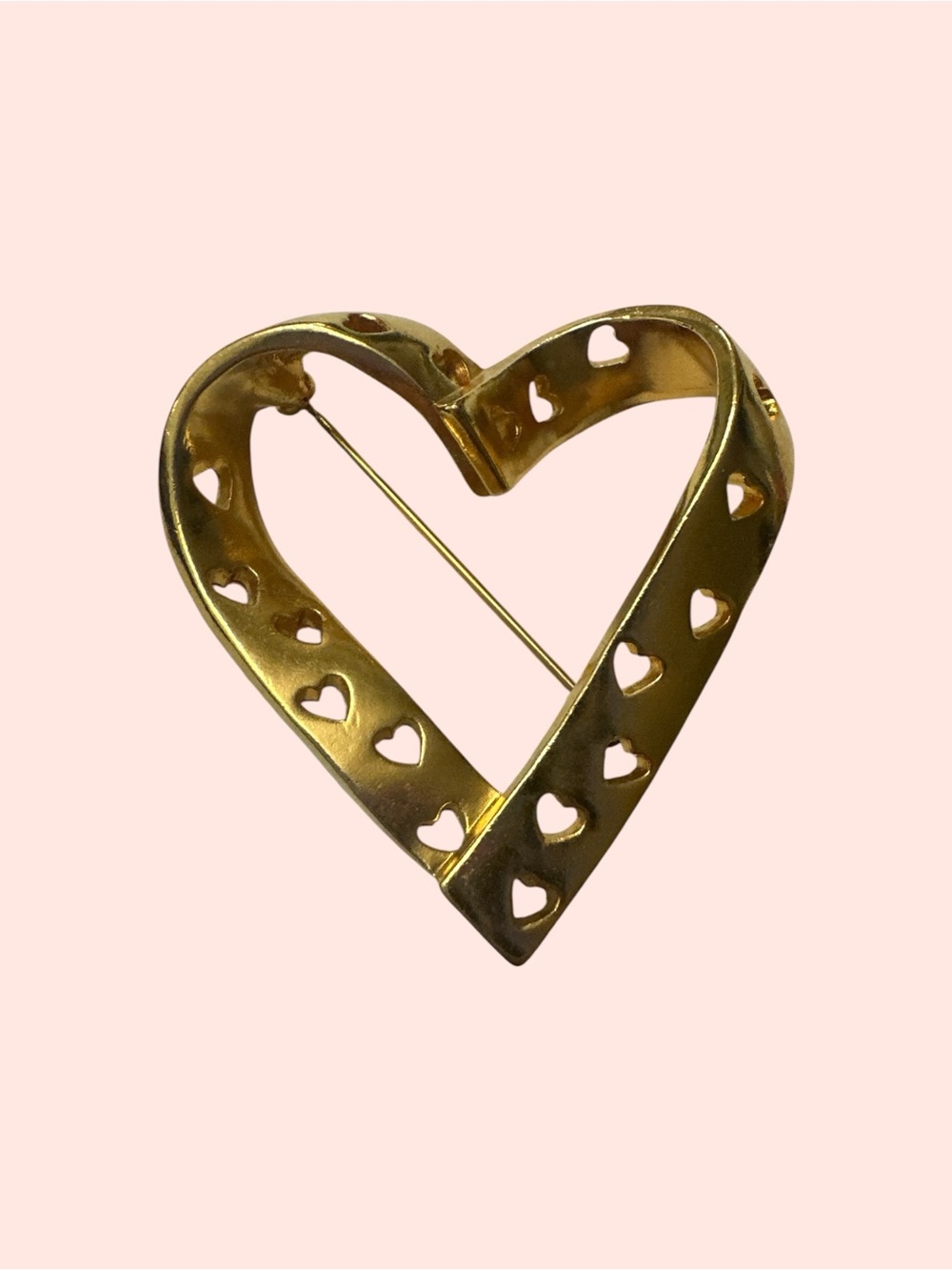 Avon Gold Heart Cutout Brooch